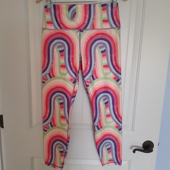 Wildfox Abstract Rainbow Soleil High Waisted Cropped Leggings Size XL - Picture 1 of 12